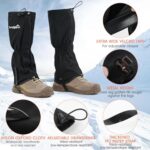 Waterproof Leg Gaiters for Men and Women Adjustable Snow Boot Gaiters for Hiking in Hunting Sand and Mud Mountain Climbing or Snowshoeing (Black L)