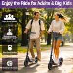 Aovowheel Electric Scooter for Adults, Folding E Scooter with 350WMotor 19 Mph Top Speed, Max 23 Miles Long Range, 8.5”Tires Commuting Scooters with Dual Brakes System, APP